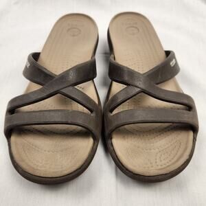 Crocs Womens Swiftwater Open Toe Casual Slide Sandals Size W10 Brown